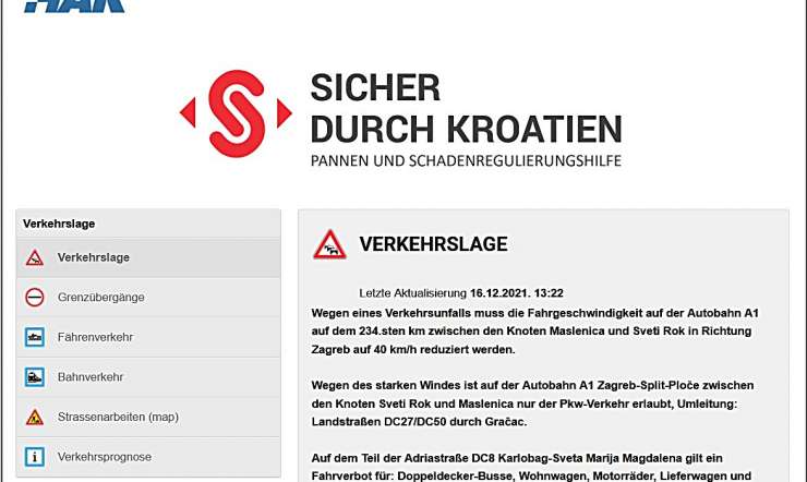 HAK-App: Verkehrsinformationen bei Anreise