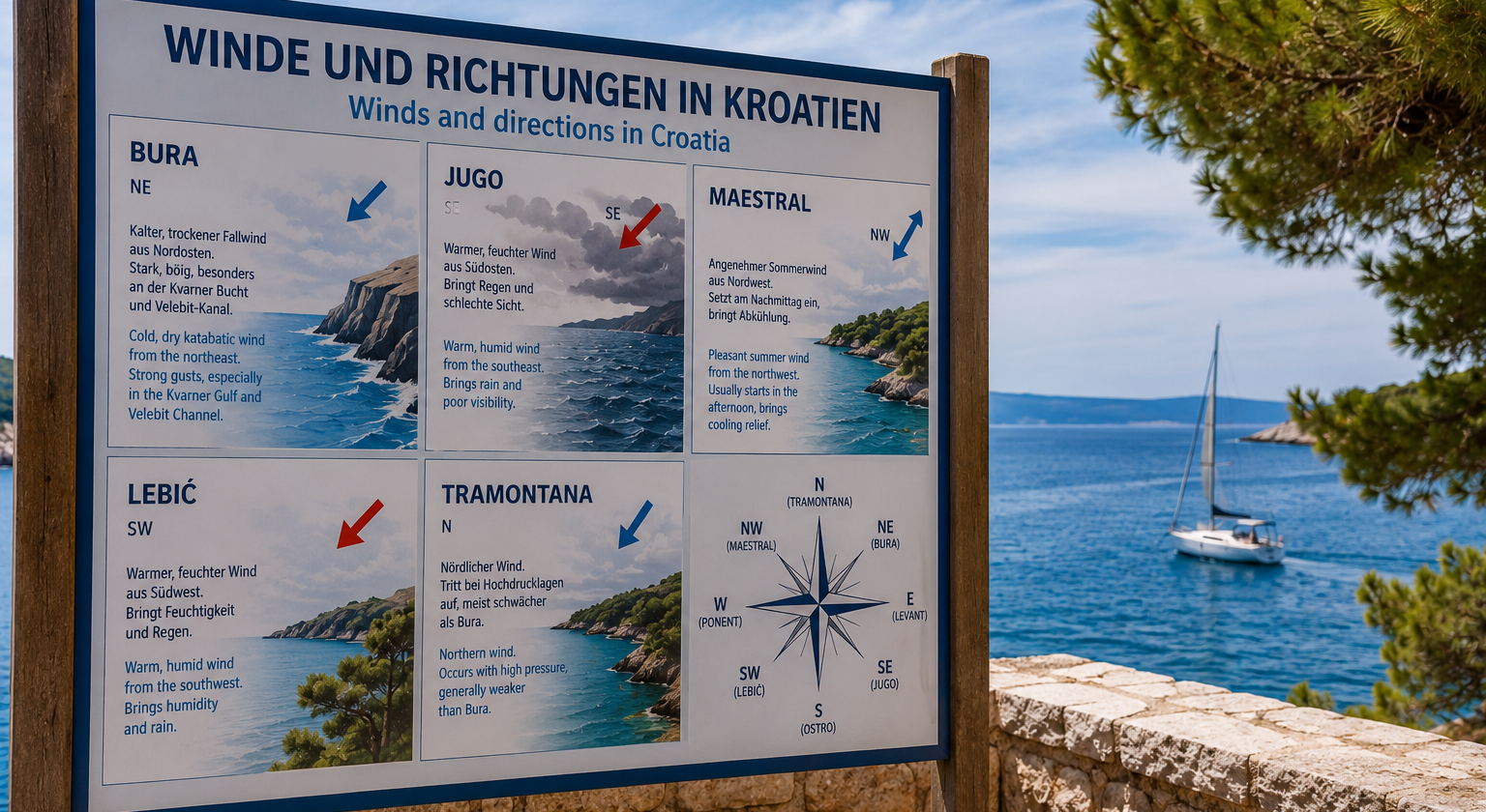 Winde in Kroatien – Information für Segler