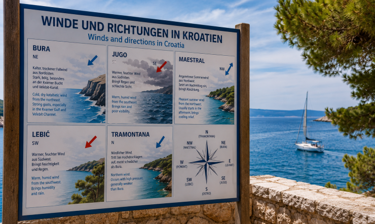 Winde in Kroatien – Information für Segler